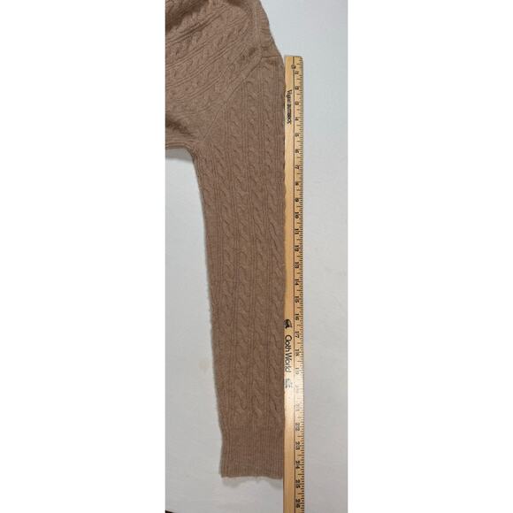 J.Crew Brown Wool Alpaca Cable Knit Ruffle Turtleneck Sweater Women’s Small - Picture 8 of 10